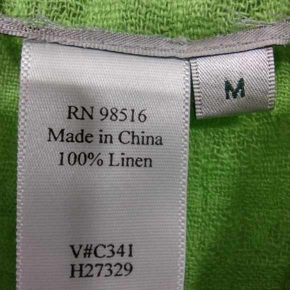 NWOT Coldwater Creek 100% Linen Button Shirt Women's Green Casual Gauzy Retro - Picture 9 of 10